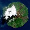 VOLCANO ISLAND FROM SPACE

It might look like a close-up of a lily-pad, but these are amazing shots of the Manam Volcano, just off the coast of mainland Papua New Guinea - from space.
  The active volcano released a faint plume of smoke on 28 June, 2009 and the The Advanced Land Imager onboard NASA’s Earth Observing-1 satellite captured it.
  White clouds hover over the volcano’s summit, but even they couldn't hide the wonder of volcanic activity.
  Manam is one of Papua New Guinea’s most active volcanoes, and it has occasionally caused casualties, including 13 deaths from a pyroclastic flow in December 1996, and four deaths from a mudflow in March 2007. Large eruptions in late 2004 forced the evacuation of the entire island.