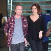 Aaron Paul with a female companion shopping at the Apple store at the Grove in Hollywood
Los Angeles, California.