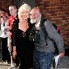 Helen Mirren poses with Radio Man
outside Comedy Central TV studios after an appearance on 'The Daily Show with John Stewart'
New York City, USA.