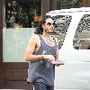 Russell Brand outside his hotel in New York.
New York, USA.