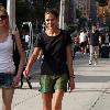 Australian supermodel, Sarah Longman seen walking through Soho with a friend. New York City.