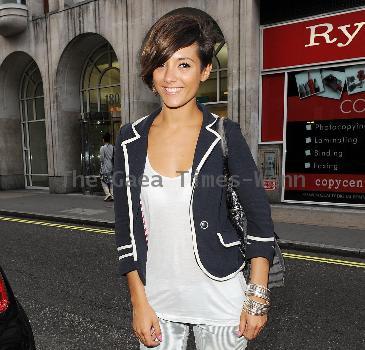 English singer and member of girl group The Saturdays, Frankie Sandford, poses for photos while out and about in Soho London.