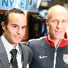 U.S. World Cup Star Landon Donovan and U.S. Men's Natonal Team Coach Bob Bradley
ring the closing bell at the New York Stock Exchange 
New York City, USA.