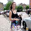 Emma Crosby outside the ITV studios wearing a summer dress London.