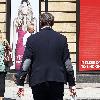 Stephen Fry
seen out walking in central London looking scruffy and unshaven. 
London, England.