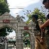 Policeman frisking a path with anti-mine detector at Martyr's Graveyard in Srinagar
Most shops, schools and government offices remained closed across the region for a second day on Monday in response to a strike called by separatist groups despite authorities lifting a rigid curfew in the troubled region
Kashmir, India.