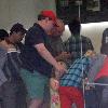 Andy Richter takes his children to watch a movie in The Grove Los Angeles.