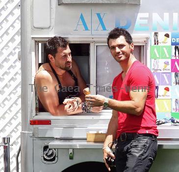 Maksim Chmerkovskiy and Tony Dovolani Armani Exchange hosts 'Cool Factor' denim event benefiting SurfRider FoundationLos Angeles.