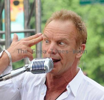 Sting aka Gordon Sumner 
performing live on CBS' 'Early Show' as part of the Summer Concert Series at CBS Plaza
New York City, USA.