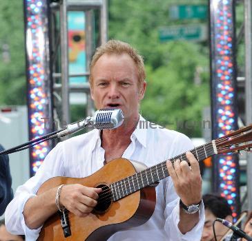 Sting aka Gordon Sumner 
performing live on CBS' 'Early Show' as part of the Summer Concert Series at CBS Plaza
New York City, USA.