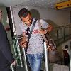 Ashley Cole 
arriving at Heathrow airport
London, England.