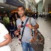 Ashley Cole 
arriving at Heathrow airport
London, England.