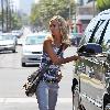 Lady Victoria Hervey outside Pickford Lofts sober living facility after visiting Lindsey Lohan Los Angeles.