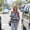 Lady Victoria Hervey outside Pickford Lofts sober living facility after visiting Lindsey Lohan Los Angeles.