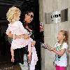 Katie Price and her daughter Princess Tiaamii the Radio 2 building in London London.