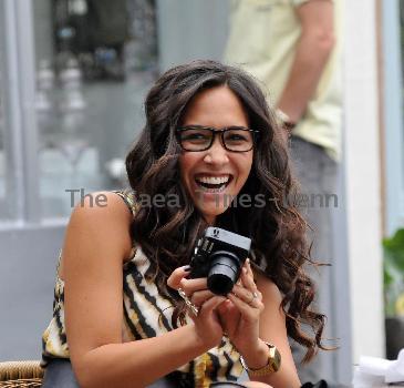 Myleene Klass was spotted outside the GMTV studios in London. The television personality looked very glamorous in a fashionable tiger print dress London.