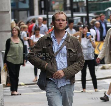 Peep Show star Robert Webb is seen walking through Central London London.