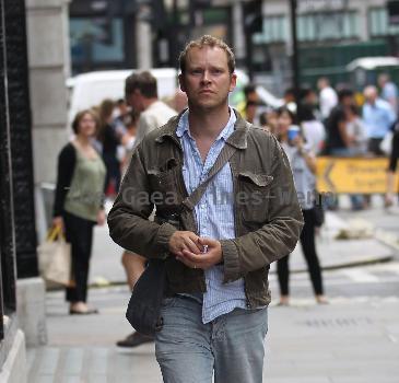 Peep Show star Robert Webb is seen walking through Central London London.