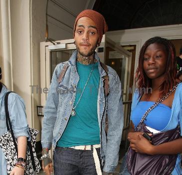Travis McCoy of Gym Class Heroes leaving Radio 1's Live Lounge after promoting his new solo single, Billionaire 
London, England.