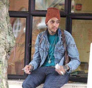 Travis McCoy of Gym Class Heroes leaving Radio 1's Live Lounge after promoting his new solo single, Billionaire 
London, England.