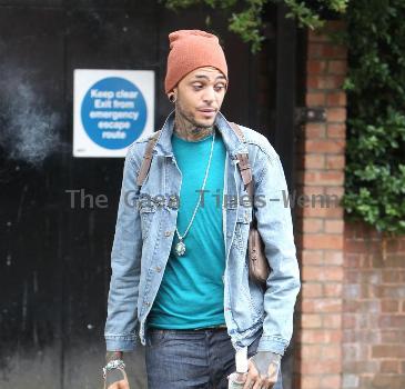 Travis McCoy of Gym Class Heroes leaving Radio 1's Live Lounge after promoting his new solo single, Billionaire 
London, England.