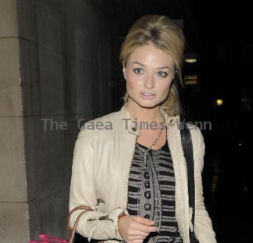 Former Hollyoaks star Emma Rigby leaves the Trafalgar Studios, having performed in the musical 'Wolfboy', in which she plays the part of a nurse. London.