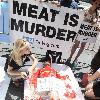 PETA Members show Manhattan that 'we're all made of flesh' at their latest demonstration 'Naked and Wrapped in Cellophane' held at the Times Square intersection, 45th and Broadway New York City.