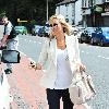 Alex Gerrardis seen running errands with her two daughters in Woolton. Liverpool.