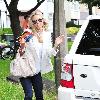 Alex Gerrardis seen running errands with her two daughters in Woolton. Liverpool.