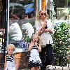 Alex Gerrardis seen running errands with her two daughters in Woolton. Liverpool.