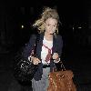 Former Hollyoaks star Emma Rigby leaves the Trafalgar Studios, having performed in the musical 'Wolfboy', in which she plays the part of a nurse. London.