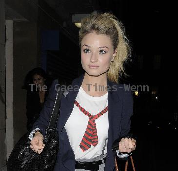 Former Hollyoaks star Emma Rigby leaves the Trafalgar Studios, having performed in the musical 'Wolfboy', in which she plays the part of a nurse. London.