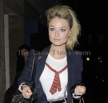 Former Hollyoaks star Emma Rigby leaves the Trafalgar Studios, having performed in the musical 'Wolfboy', in which she plays the part of a nurse. London.