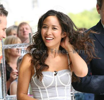 Myleene Class filming outside the ITV studios on the Southbank
London, England.