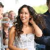 Myleene Class filming outside the ITV studios on the Southbank
London, England.