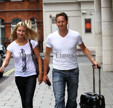 Brendan Cole with his wife Zoe Hobbs
arriving at the May Fair hotel. London, England.