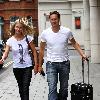 Brendan Cole with his wife Zoe Hobbs
arriving at the May Fair hotel. London, England.