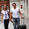 Brendan Cole with his wife Zoe Hobbs
arriving at the May Fair hotel. London, England.