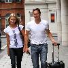 Brendan Cole with his wife Zoe Hobbs
arriving at the May Fair hotel. London, England.