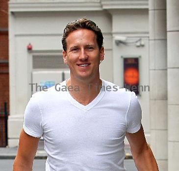 Brendan Cole with his wife Zoe Hobbs
arriving at the May Fair hotel. London, England.