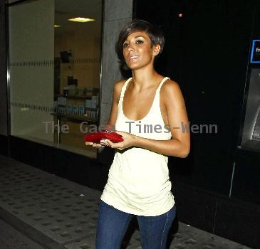 Frankie Sanford of the The Saturdays is seen leaving the Mayfair Hotel. 
London, England.