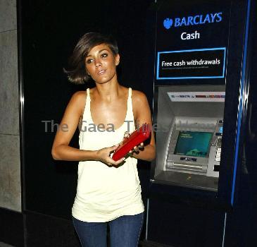 Frankie Sanford of the The Saturdays is seen leaving the Mayfair Hotel. 
London, England.