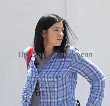 Sara Silverman 
leaving the Byron Tracy Salon after getting her hair done. The comedian is wearing a 'Jimmy Fallon T-Shirt' underneath her shirt.
Los Angeles, California.