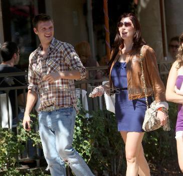 Nick Carter visits the movie theater at The Grove Los Angeles.