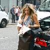 Abbey Clancy 
stops to grab lunch at Pret A Manger before visiting her mum Karen in hospital
London, England.