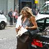 Abbey Clancy 
stops to grab lunch at Pret A Manger before visiting her mum Karen in hospital
London, England.