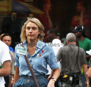 Greta Gerwig on the set of her new film 'Arthur'.New York City.