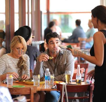 Ali Fedotowsky and Roberto Martinezare seen having lunch together at the Newsroom cafe. Los Angeles.