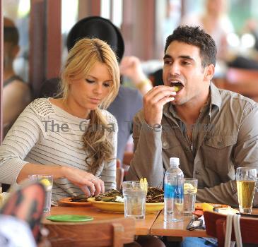 Ali Fedotowsky and Roberto Martinezare seen having lunch together at the Newsroom cafe. Los Angeles.