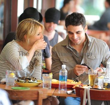 Ali Fedotowsky and Roberto Martinezare seen having lunch together at the Newsroom cafe. Los Angeles.